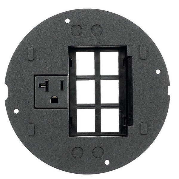Hubbell Wiring Device-Kellems SystemOne, Sub-Plate, Recessed Bezel for (6) Siemon MAX Modules, Single 20A, 125V Receptacle, Black S1SPMAX